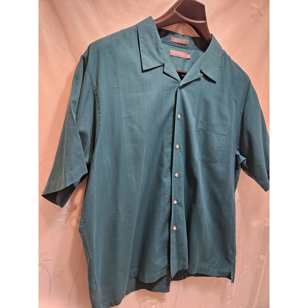 Daniel Cremieux Mens XXL Green Top Work Casual Solid Button Front Staple Career